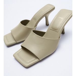 Zara heeled leather square toe mules
